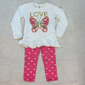 NWT Girls 2T Butterfly Glitter Outfit Set